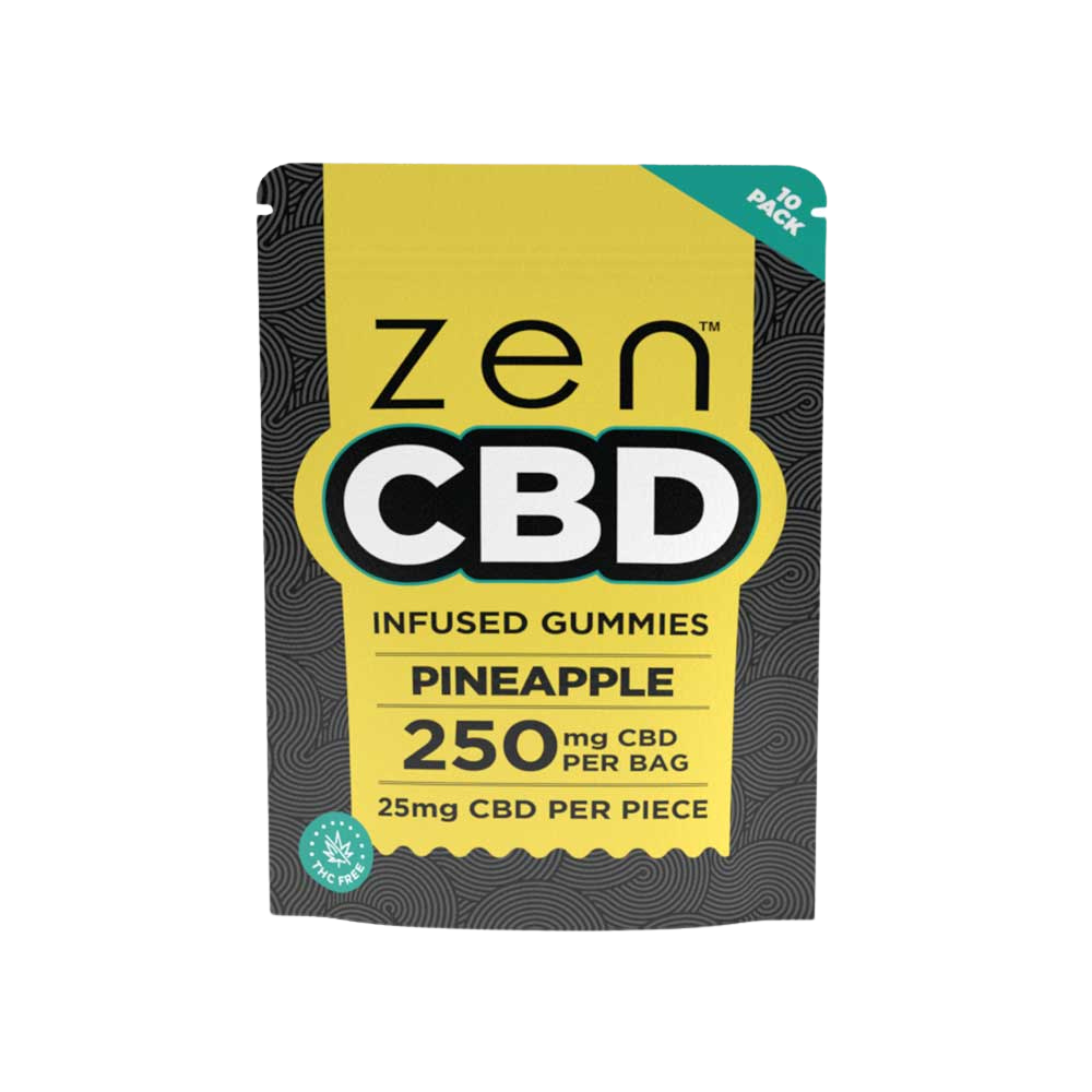 ZenCBD Pineapple Gummies - 250mg Per Bag